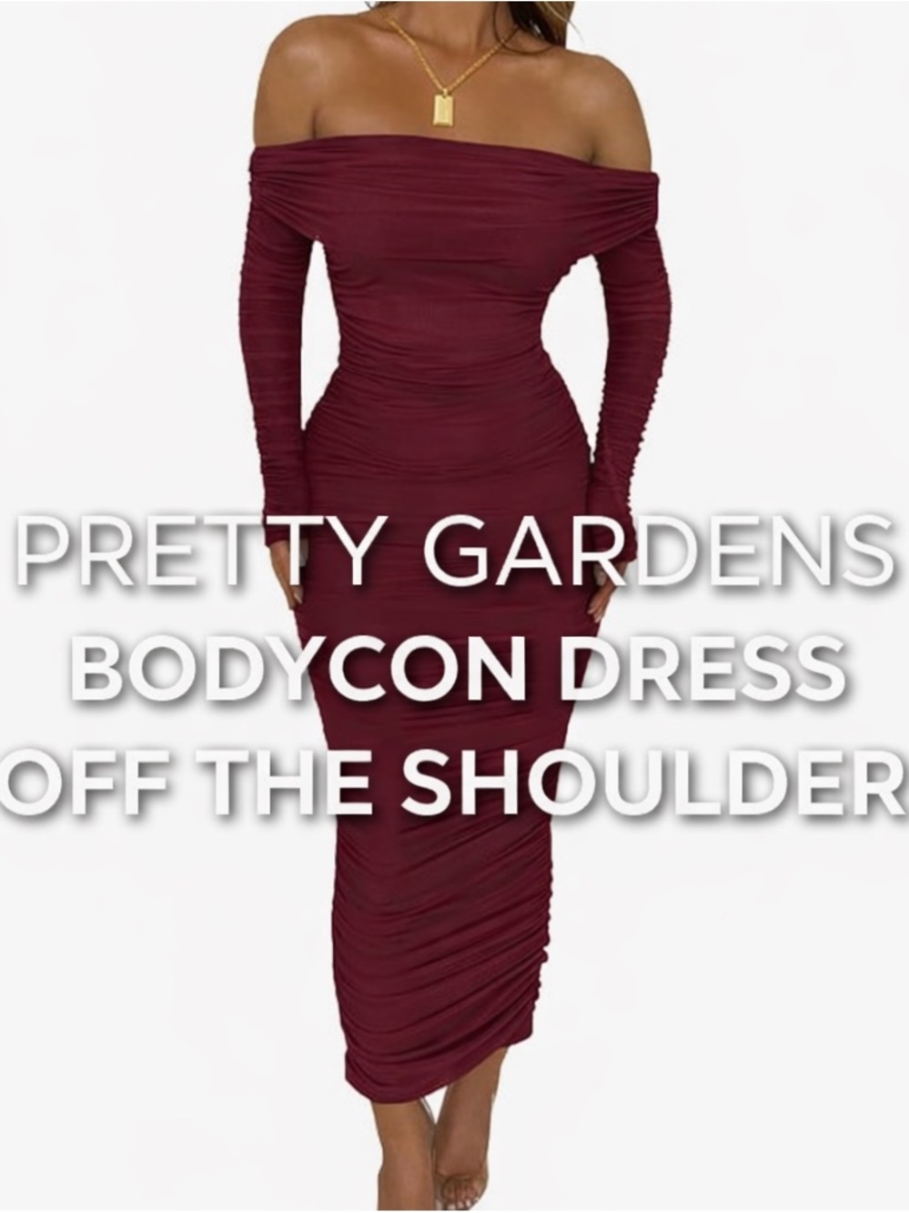 🌸 4/$20 Sale - PrettyGarden Red Ruched Bodycon Dress | Off-Shoulder | Size Small